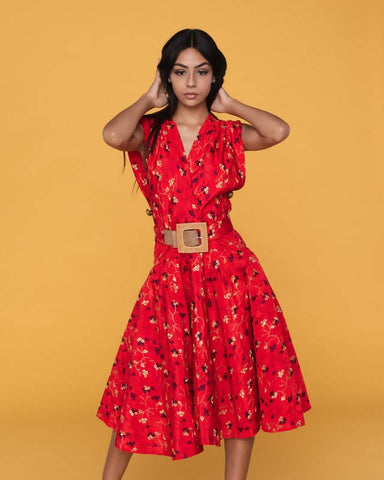Floral Red Dress